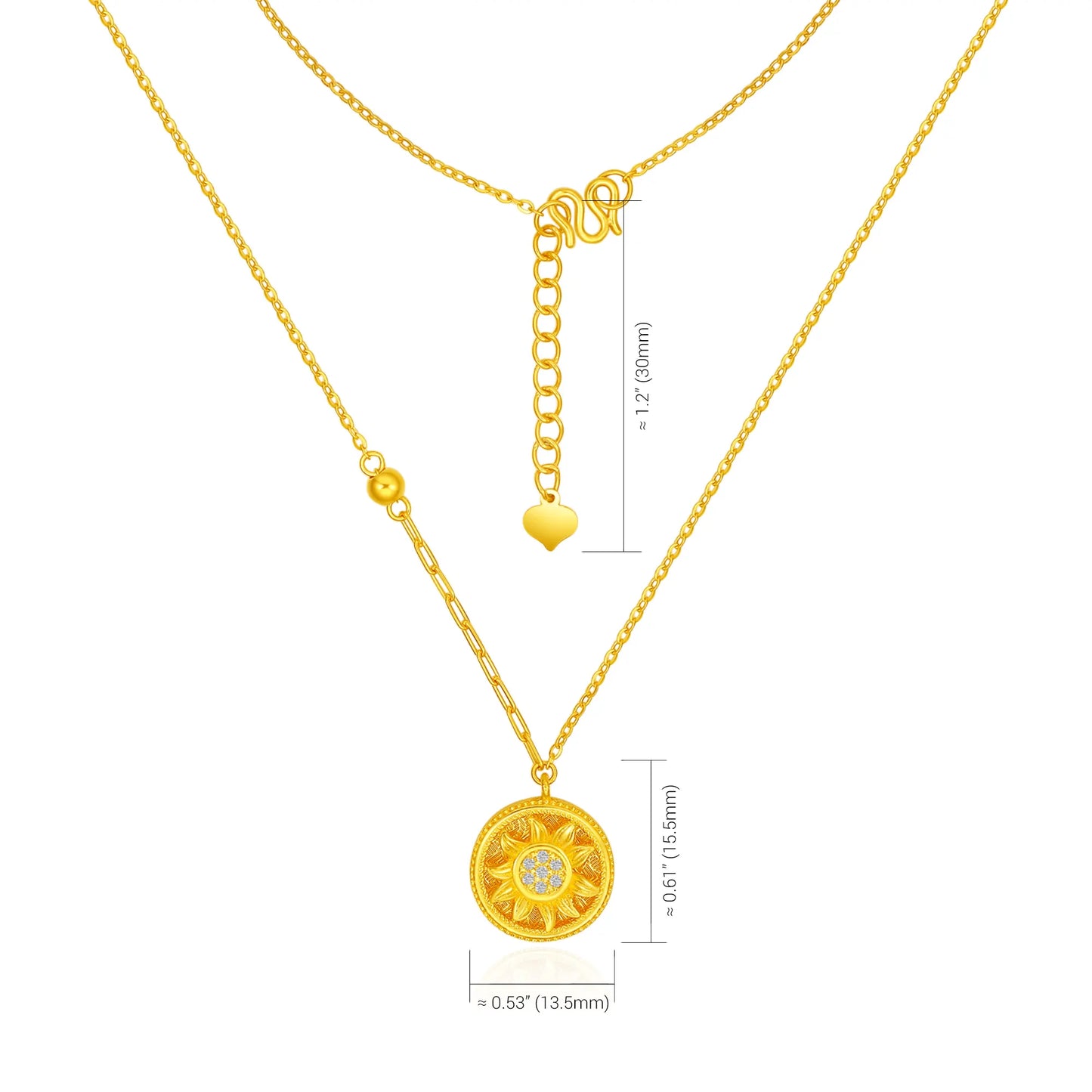24K Gold Disc Sunflower Necklace