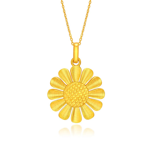 24K Gold Sunflower Pendant