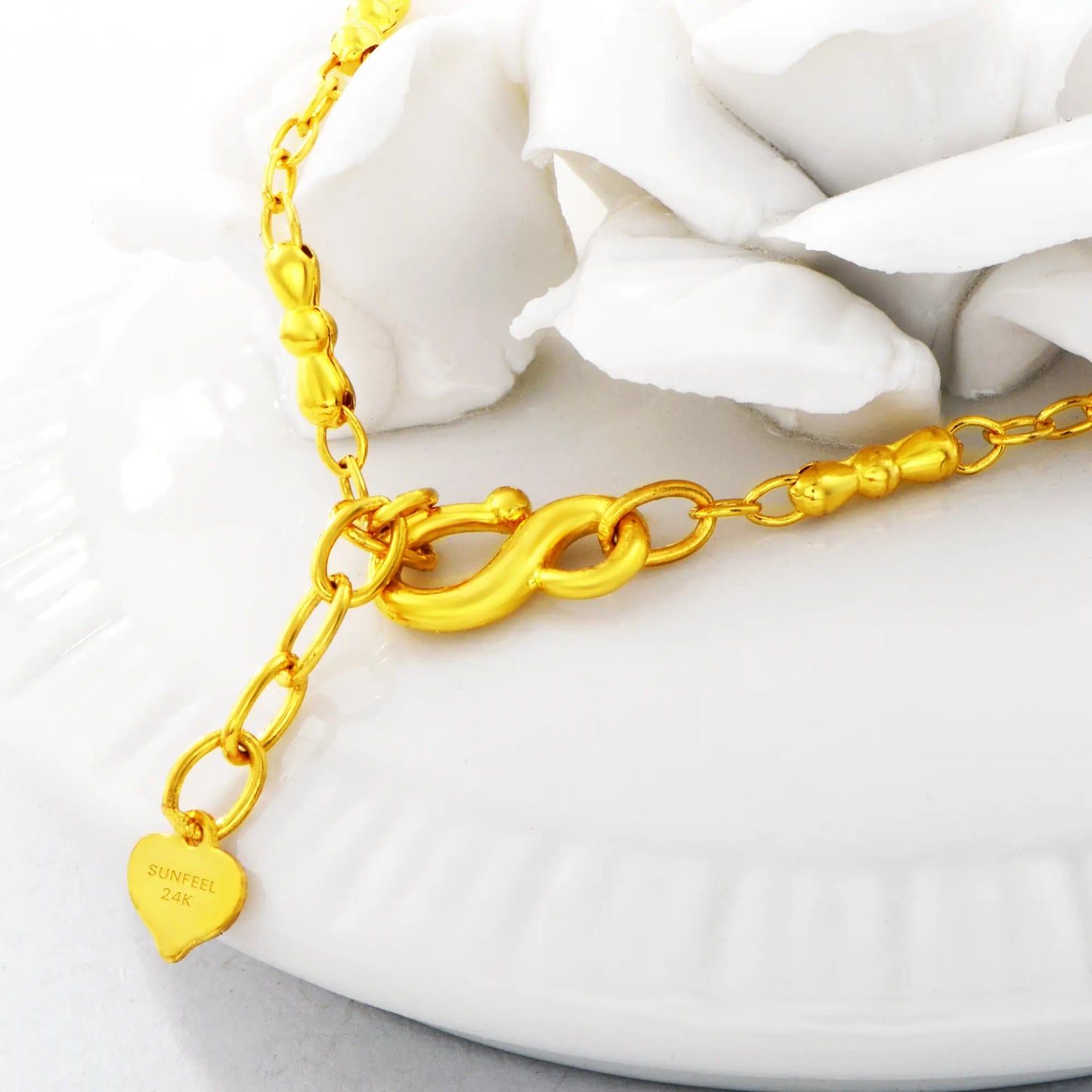 24k Gold Twin Blooms Peony Necklace