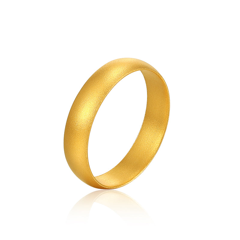24k Heritage Gold Plain Drum-Face Band Ring
