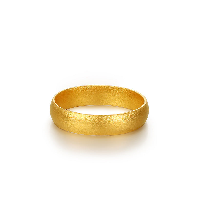 24k Heritage Gold Plain Drum-Face Band Ring
