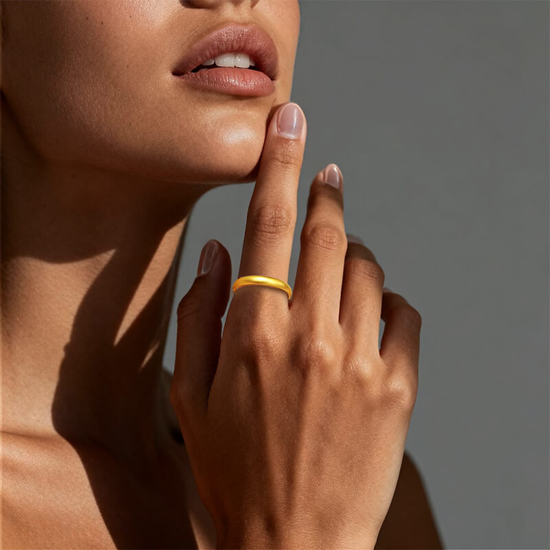 24k Heritage Gold Plain Drum-Face Band Ring